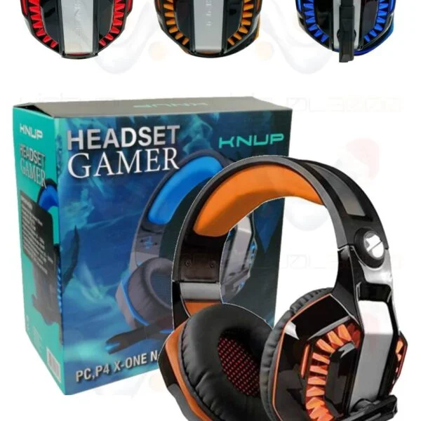 Fone De Ouvido Gamer Headset Knup Kp-491 Com Led Microfone